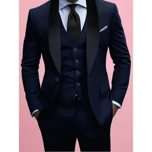 [Lightweight Design] Men's 3pcs Formal Suit Set - Solid Color, Includes Lapel Blazer, Vest, and Dress Pants - Ideal for Business Events, Graduations, Weddings, and Parties