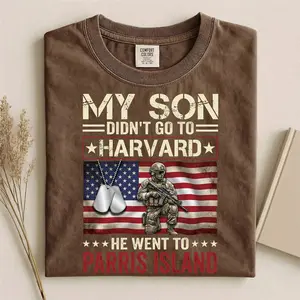 Parris Island Marine Dad Comfort Colors Shirts Military Graduation Family Matching USMC Boot Camp Support Gift Recruit Depot Semper Fi Custom Apparel Patriotic T-Shirt New Marine Proud Family USA Pride Dad Gifts Military Supporters