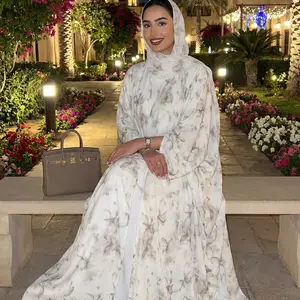 CL69 New Arrival  Women's Floral & butterfly Hijab Cardigan Two Piece Set Bat Sleeve Cropped Cuff Design Cool and Ventilated Holiday Casual Style,Fashionweek