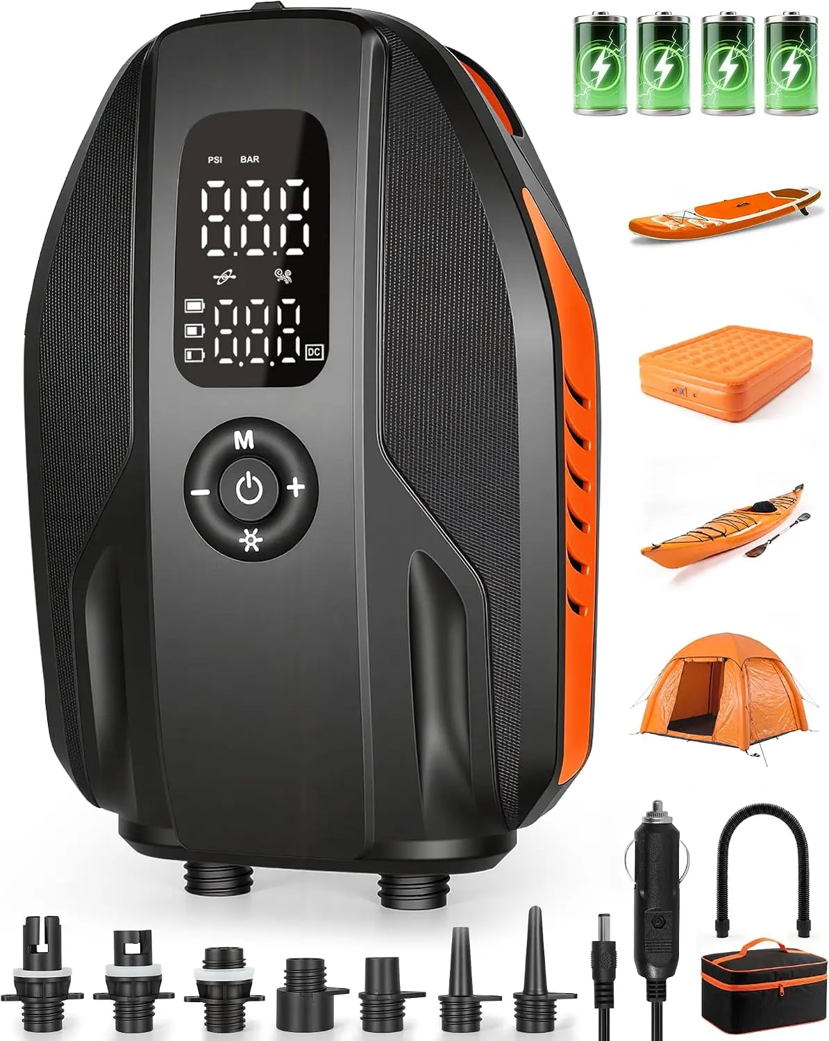 Paddle Board Electric Pump, 18000mAh Rechargeable 20PSI High Pressure SUP Pump, Intelligent Dual Stage Inflation & Deflation, Auto-Off for Stand Up Paddle Boards