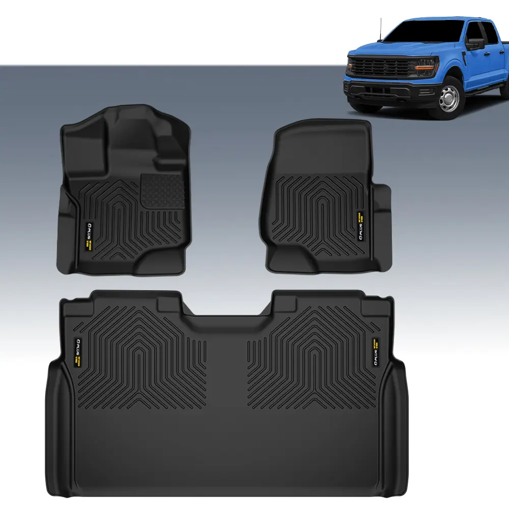 CROSSDESIGN TPE Floor Mats Fit For 2015-26 Ford F-150 Super Crew Cab (includes 22-26 Lightning Models),All Weather Protection 3D ,Waterproof Anti-slip Durable Upgraded version