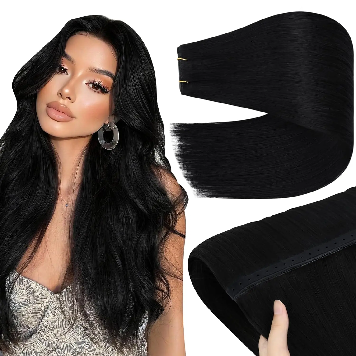 Youngsee 16-24 inches 50 gram butterfly weft hair extensions ovo weft genius pu weft  hole butterfly  hair extensions human hair XO weft human hair extensions straight hair real human #SummerVibes Lace Weft Hairpieces