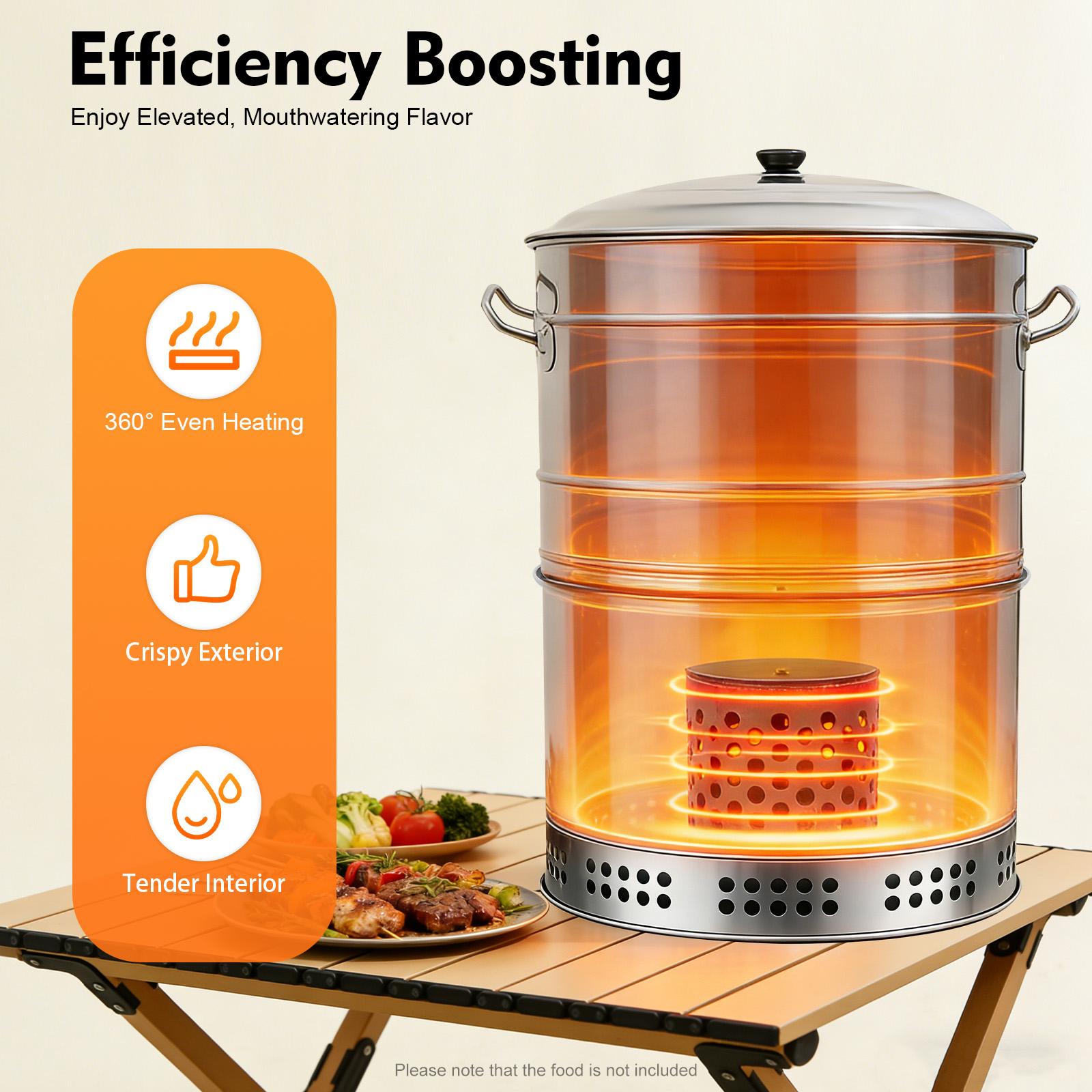 Portable Stainless Steel Charcoal Barbecue Grill with 50 Skewers Food Clips Fish Clip Charcoal Clip Full Accessories for Camping Picnic Beach Backyard BBQ