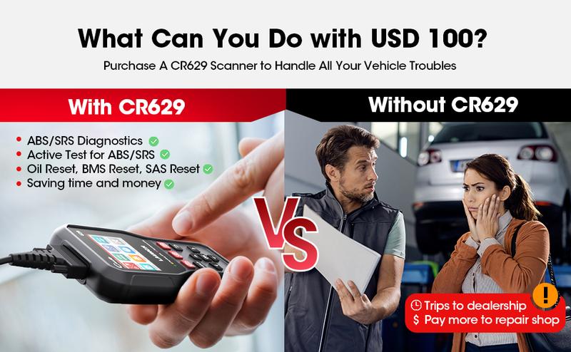 Launch CR629 OBD2 Scanner ABS SRS Scan Tool with Active Test, 3 Service Oil/SAS/BMS Reset Tool, Full OBD2 Functions Car Code Scanner, Lifetime Free Update