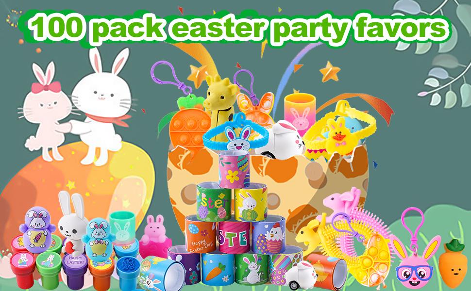 100 Pcs Easter Egg Fillers & Basket Stuffers for Kids – Boys & Girls Easter Party Favors, Classroom Prizes, Goodie Bags, Easter Egg Hunt Toys & Gifts