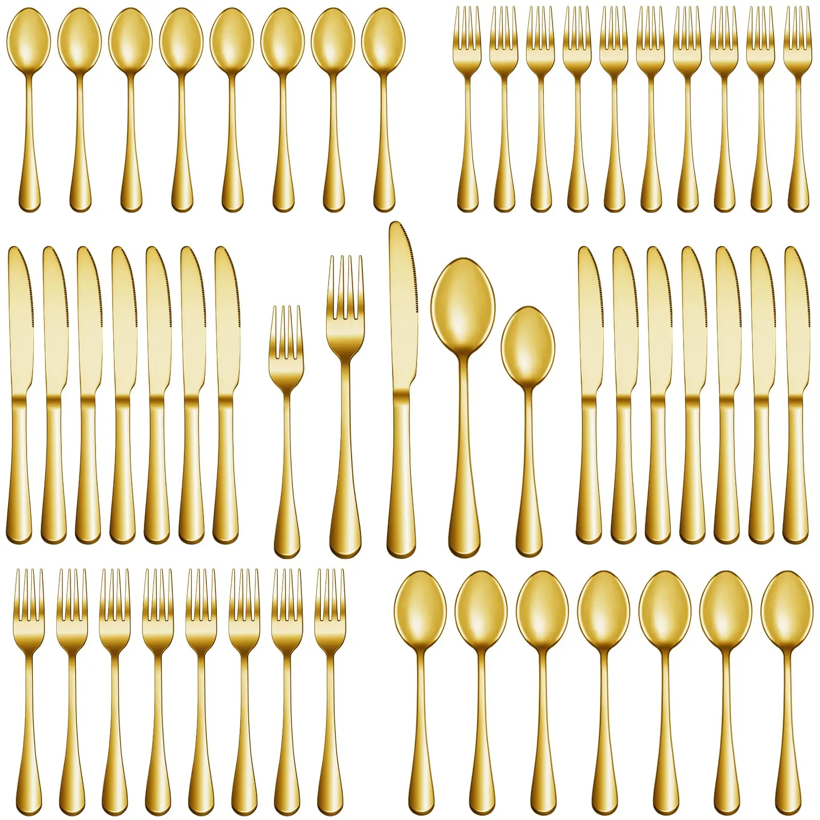 30 Pcs Gold Silverware Set Service for 6, Premium Stainless Steel Flatware Set, Cutlery Utensil Set, Durable Home Kitchen Eating Tableware Set Dinnerware Sets Spoons
