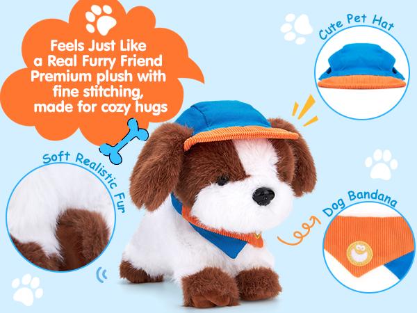 hahaland Interactive Plush Robot Puppy Toy for Kids Voice-Controlled Talking Dog with 12 Commands Singing Dancing Emotional Support Pet Gift for Boys Girls Ages 3+ Cute Valentine's Day Easter Gift for Kids