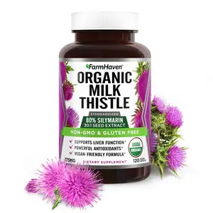 FarmHaven Organic Milk Thistle Capsules 11250mg Strength 30X Concentrated Seed Extract 80% Silymarin Supports Liver Function Non-GMO 120 Veggie Capsules Supplement