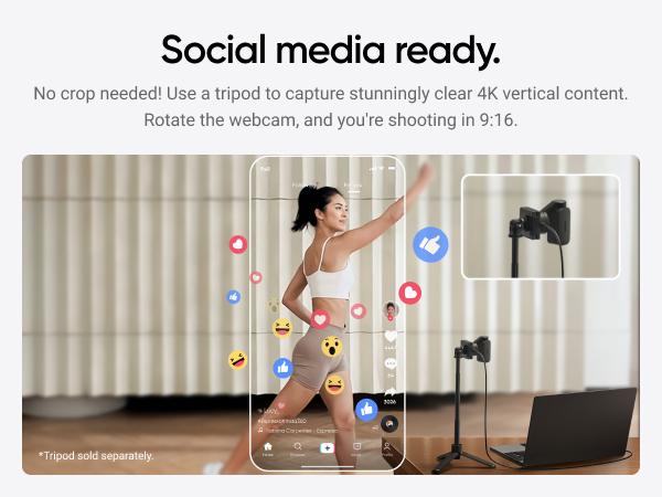 Insta360 Link 2 - PTZ 4K Webcam for PC/Mac, 1/2" Sensor, AI Tracking, HDR, AI Noise-Canceling Mic, Gesture Control for Streaming, Video Calls, Gaming, Works with Zoom, Teams, Twitch & More