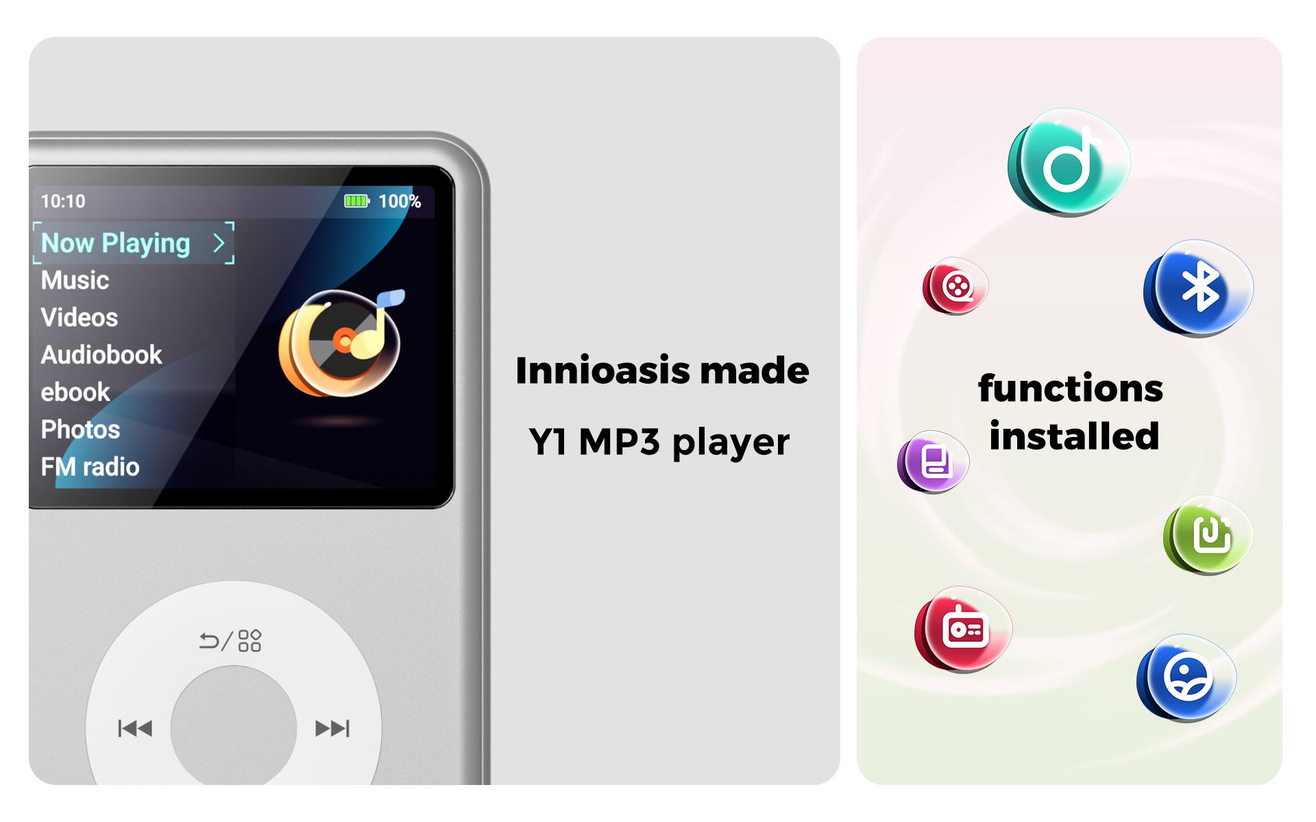 Innioasis Y1 Retro MP3 Player with Bluetooth Back to the 2000s Digital Music & Video Player 2.4" Display, HiFi Sound, Portable Music Player tiktokshopbacktoschool