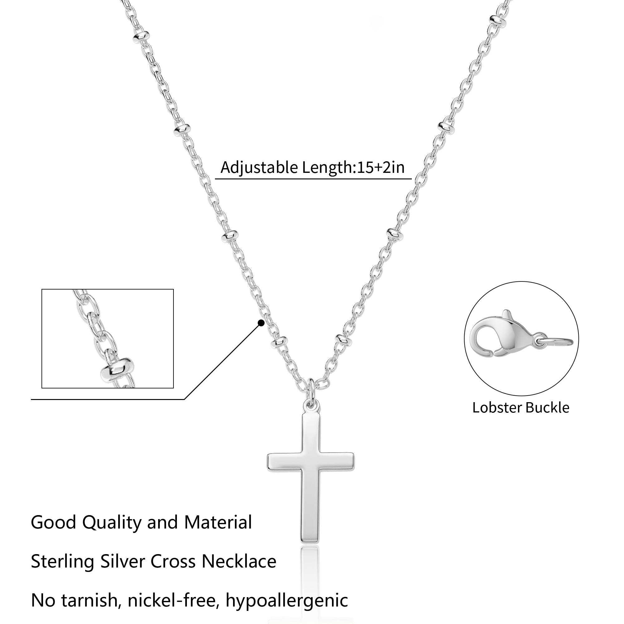 TEWIKY 925 Silver-Plated Silver Satellite Chain Cross Necklace, Easter Valentine's Day Gift, Suitable for Various Occasions, Elegant Design