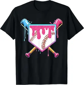 Baseball Drip for Boys Ice Cream Drip Youth Boys Baseball T-Shirt - Crewneck Men Women Youth Boys Girl T-shirt Cotton Fabric
