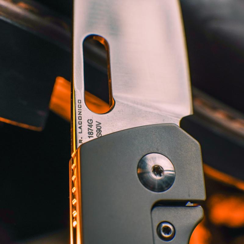 Artisan Cutlery Gambit Pocket Folding Knife with CPM S90V Steel Blade and Titanium Handle Design By Ray Laconico Artisan Cutlery Gambit Pocket Folding Knife with CPM S90V Steel Blade and Titanium Handle Design By Ray Laconico