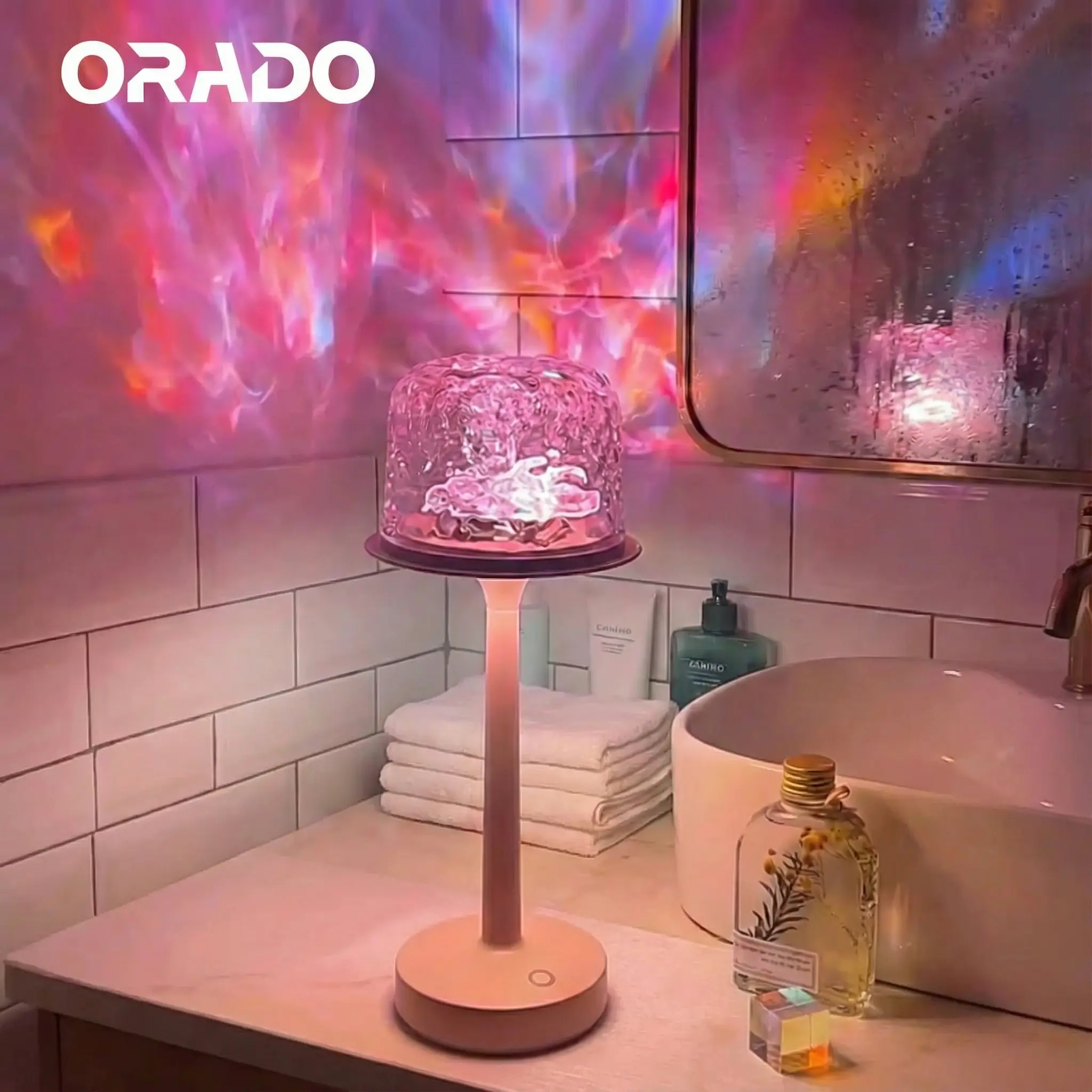 ORADO Aurora/Ocean Wave/Water Ripple Desk Lamp 16-Color Ambient Table Lamp with Control, Shower Lamp, Relaxation &Romantic Night Ambience,Suitable for Bedroom, Living Room, Study, Home,Perfect Gift for Holidays, Birthdays & Events!
