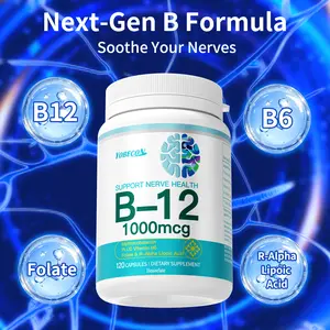 Heaisrlate B12 Daily Brain Nerve Support Capsules with Vitamin B6 B12 R-Alpha Lipoic Acid & Folate 120 Capsules for Youth Memory Cognition Focus Clarity Christmas Gifts
