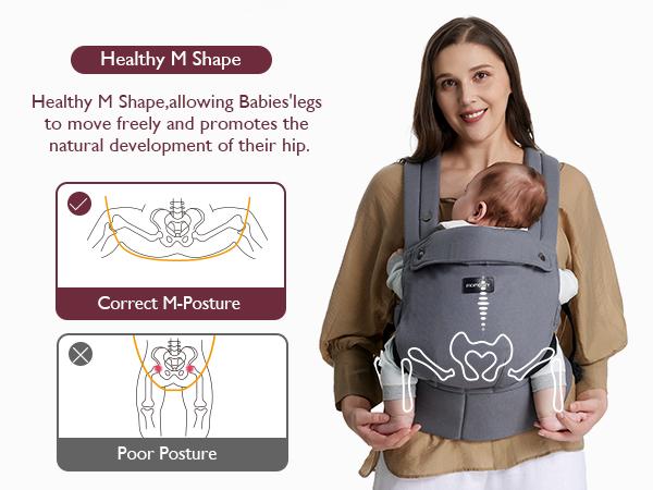 Momcozy Baby Carrier Newborn to Toddler, Ergonomic Cozy and Lightweight Infant Hip Seat Carrier for 7-44lbs Effortless for Hands-Free Parenting, Enhanced Lumbar Support Back Carry for Newborns Older babies