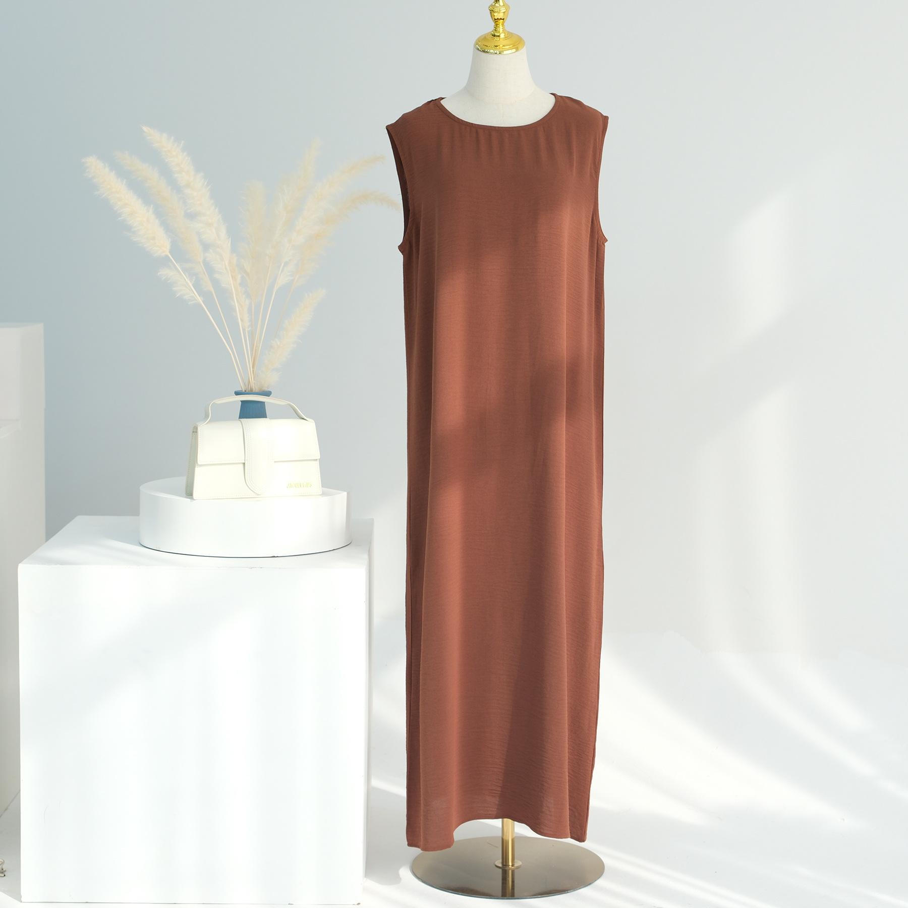 MOA092 Solid Color Elegant Open Abaya with Pockets 3-Piece Set for Women Breathable Fabric Full Length Jilbab Summer Outfits Modern Midi