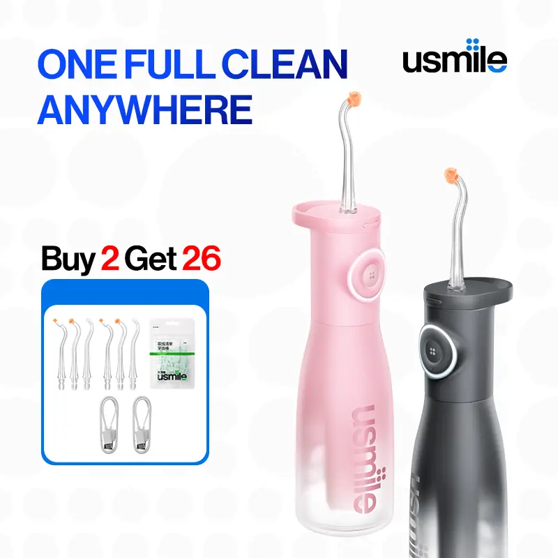 usmile C30 Portable Wireless Rechargeable Oral Irrigator - USB-C Rechargeable Oral Irrigator, 60s Continuous High-Pressure Flow, 110 PSI Stable Stream, 5 Intensity Levels for Dental Care, BPA-Free, IPX7 Waterproof for Travel & Home, Portable Water Flosser