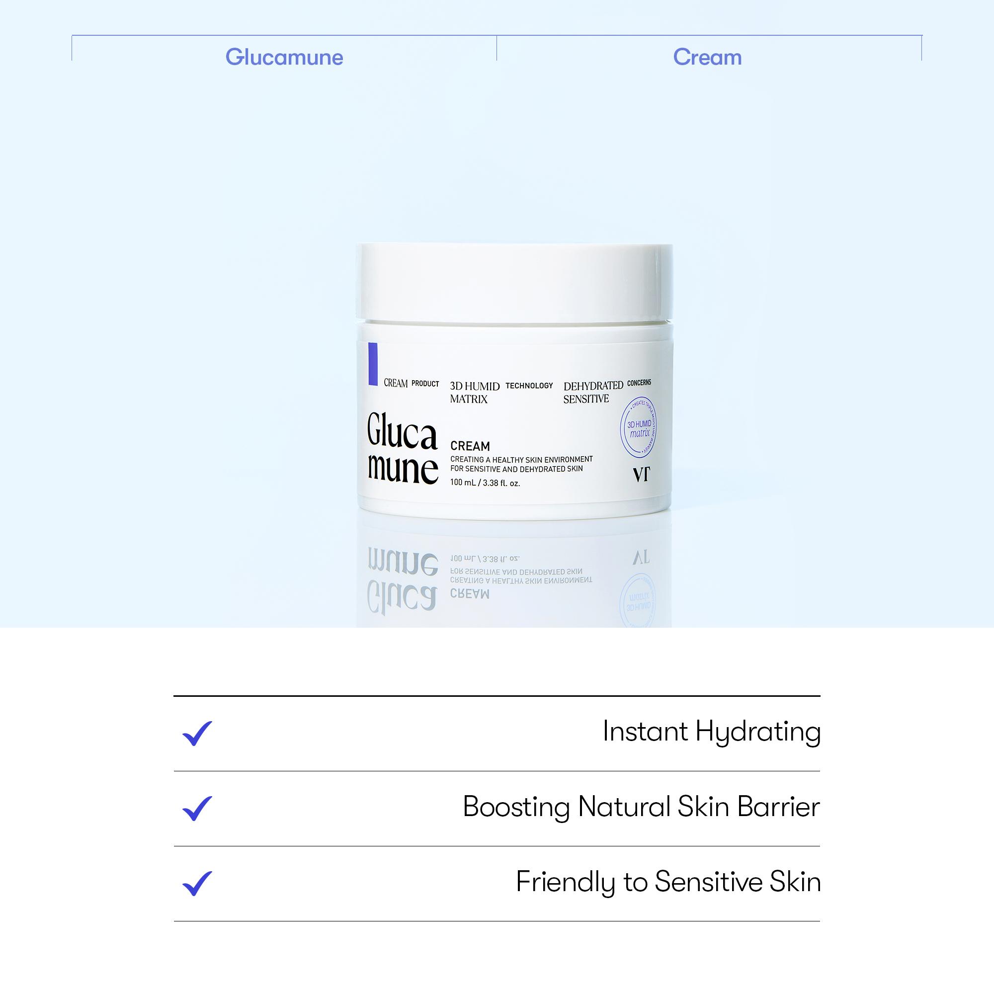 [VT Official] VT GLUCAMUNE CREAM, Moist & soothing essence with 57% Glucamune for dry and sensitive dehydrated skin pore perfection