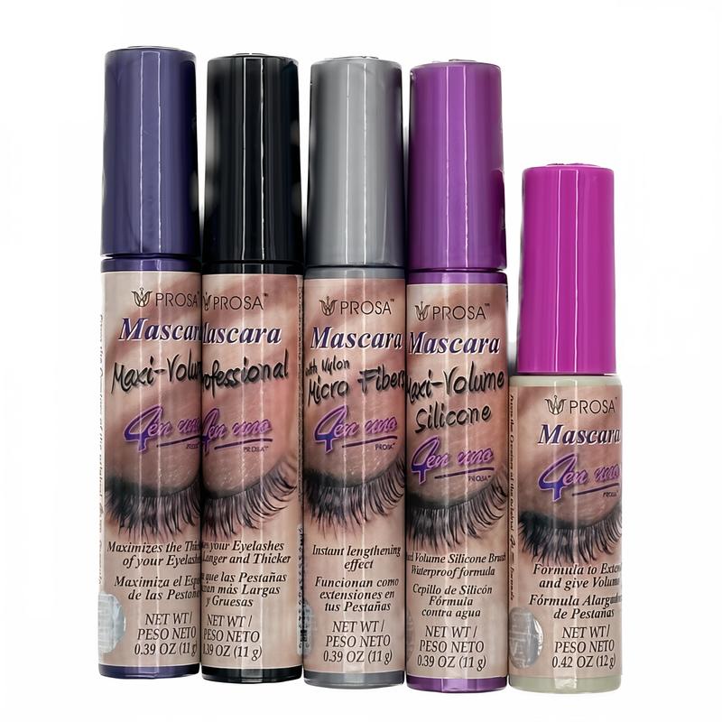 Prosa Mascara Set of 5 Maxi-Volume, Proffesional, Micro Fibers, Maxi-Volume Silicone