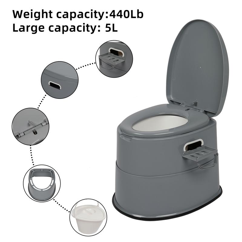 Outvita Portable Toilet, Outdoor Lightweight Porta Potty with Detachable Inner Bucket Removable Toilet Paper Holder for Camping Boat RV Hiking Living Room