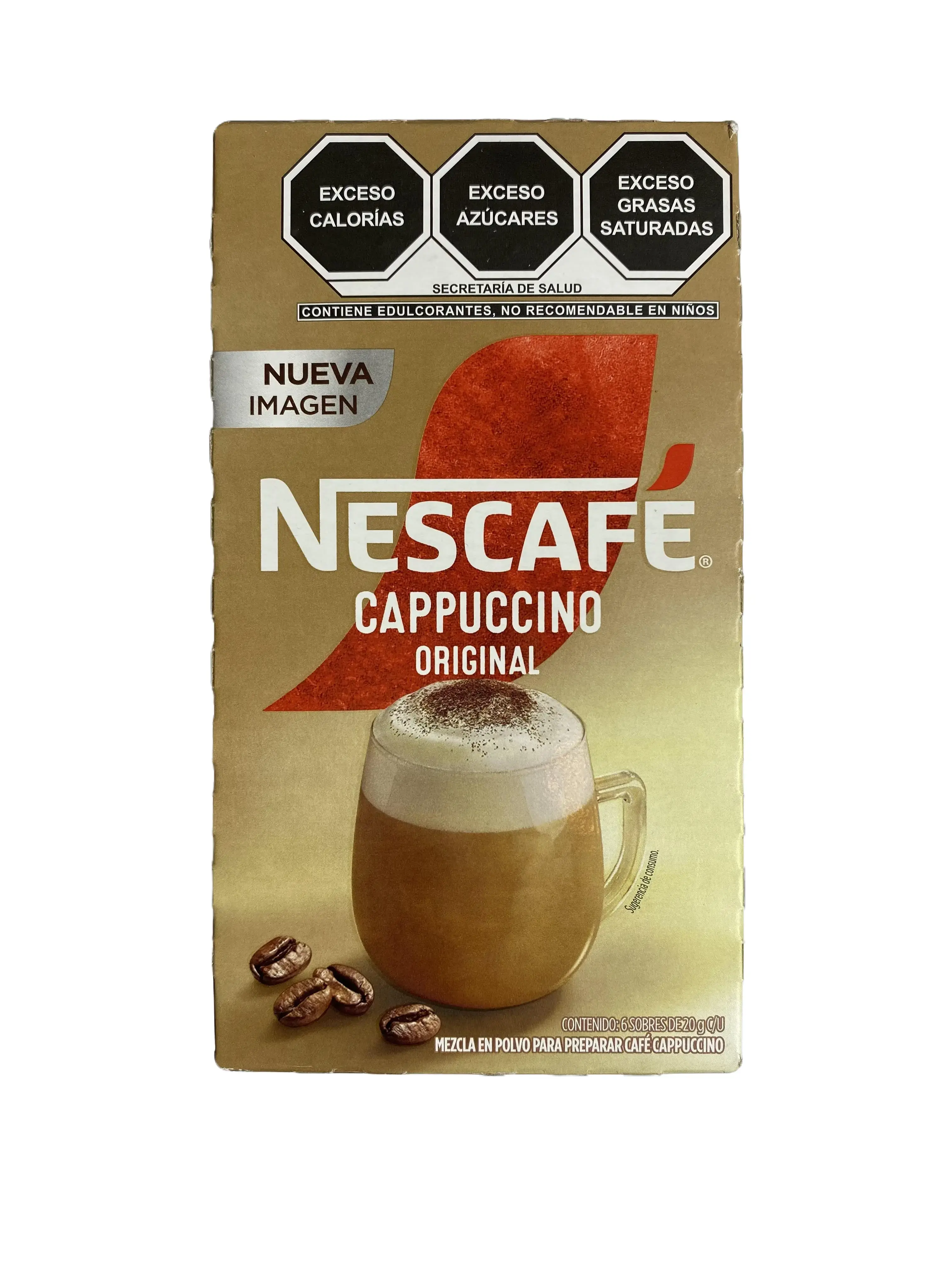 NESCAFE CAPPUCCINO ORIGINAL, VANILLA -  6 SOBRES INDIVIDUALES 20 GRAMS EACH - AUTHENTIC MEXICAN CAPPUCCINO