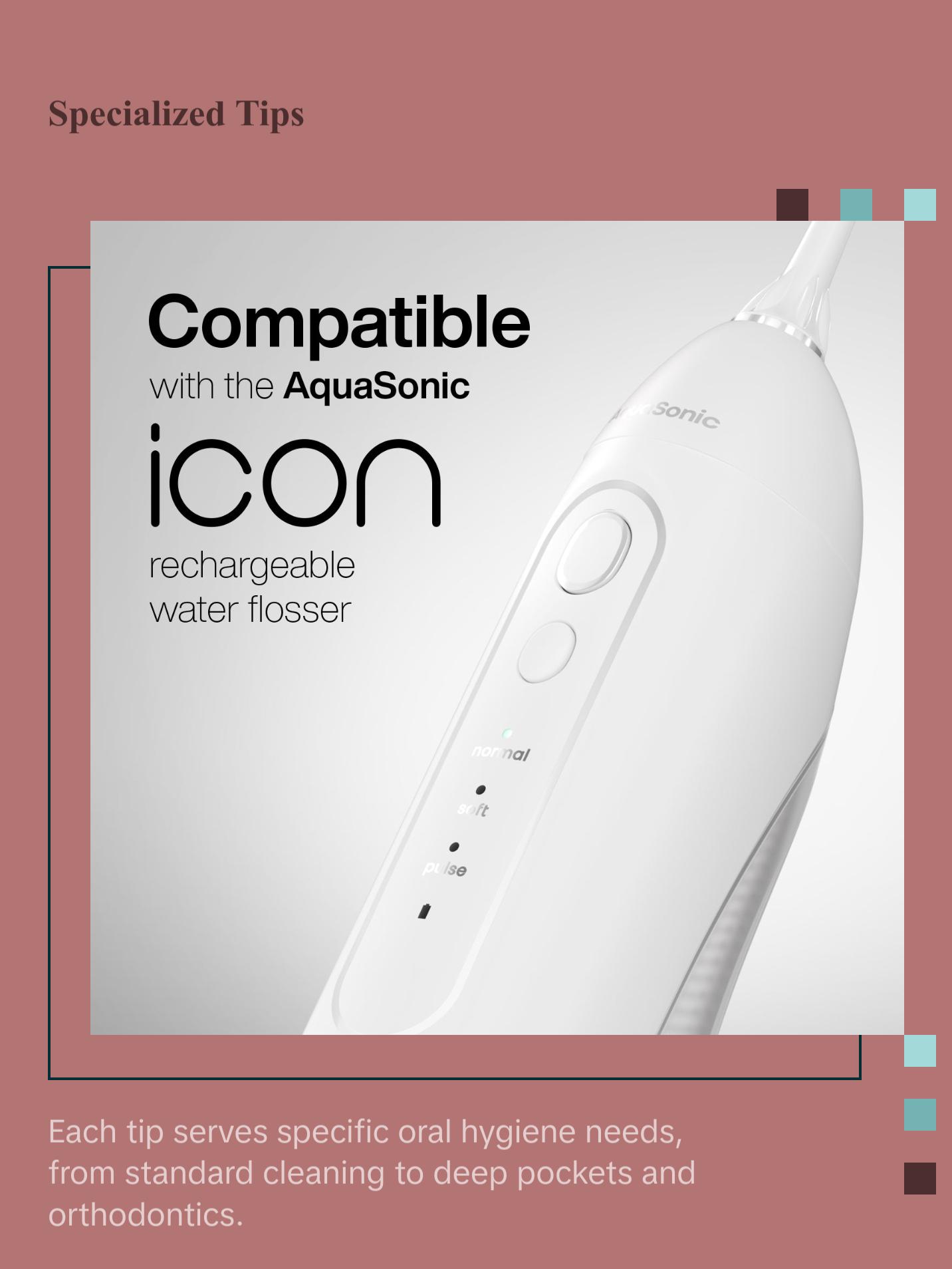 AquaSonic Icon Water Flosser Replacement Tips for Water Flosser, Oral Irrigator