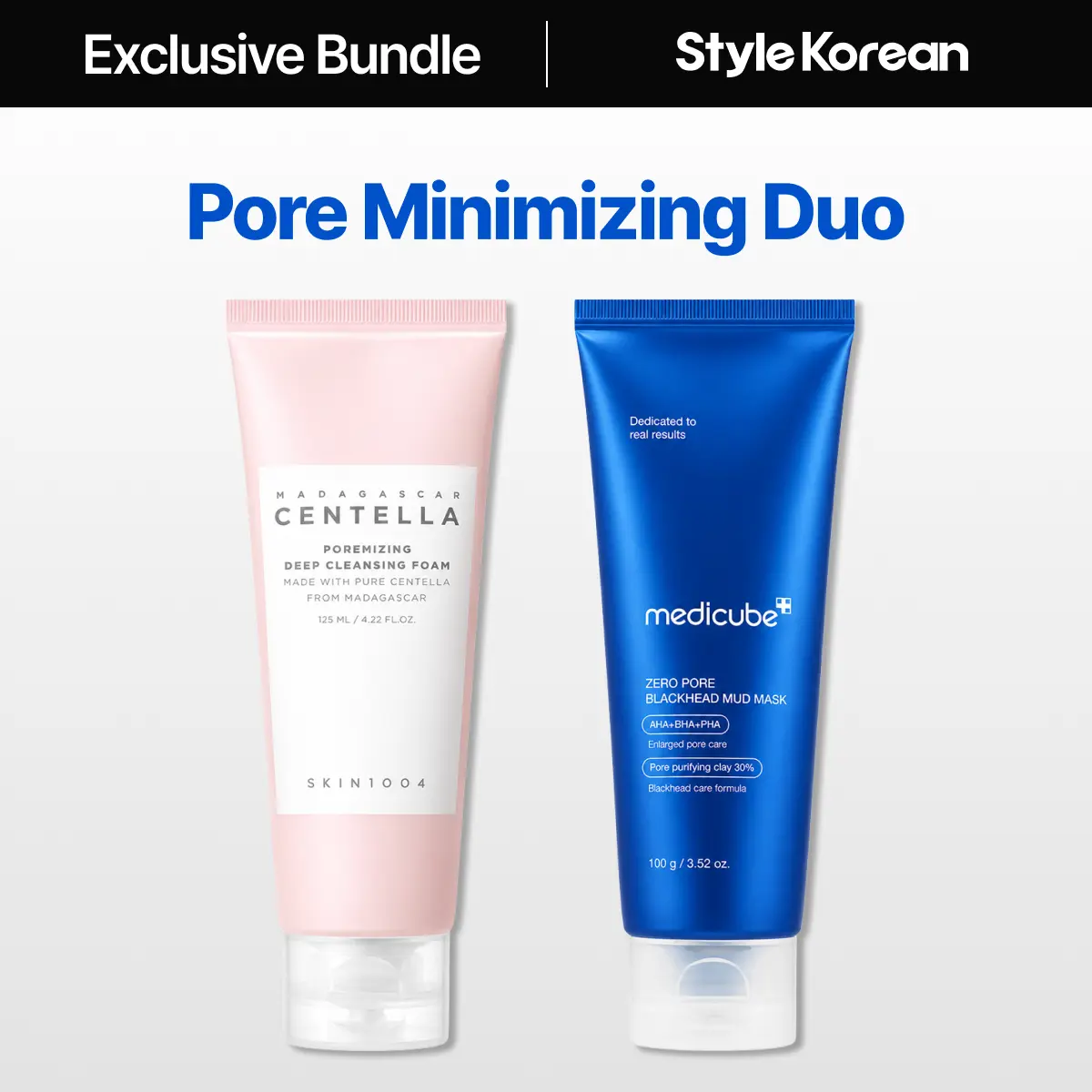 [StyleKorean] Viral Pore Minimizing Duo Set (Skin1004 Poremizing Deep Cleansing Foam, Medicube Zero Pore Blackhead Mud Mask)