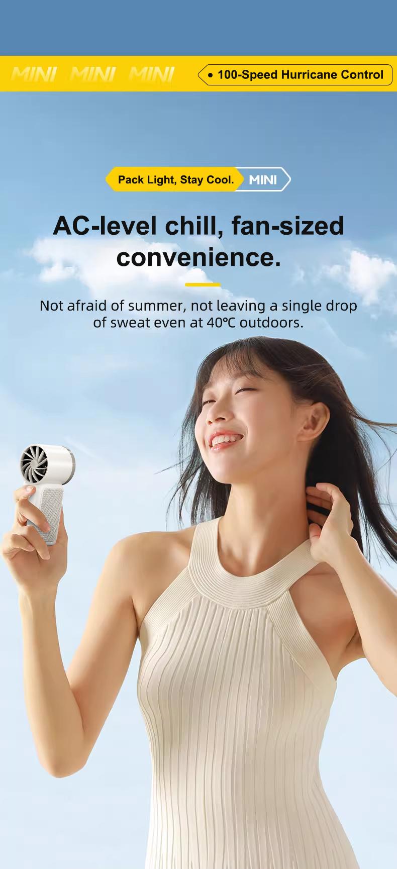 Mini Handheld Fan with LED Display, USB Rechargeable, Stylish Design, Ultra-Portable for Travel, Office, and Home Use