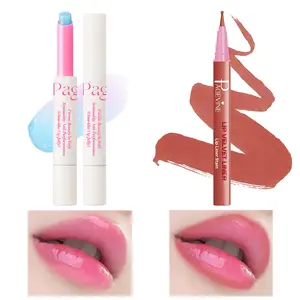 Daily Lip Makeup 2-Piece Set (Simple Packaging) Sweat-Resistant Lip Liner Hydrating Lip Balm Smudge-Proof Prevents Chapping Quick Application Sensitive Lips Portable Combo