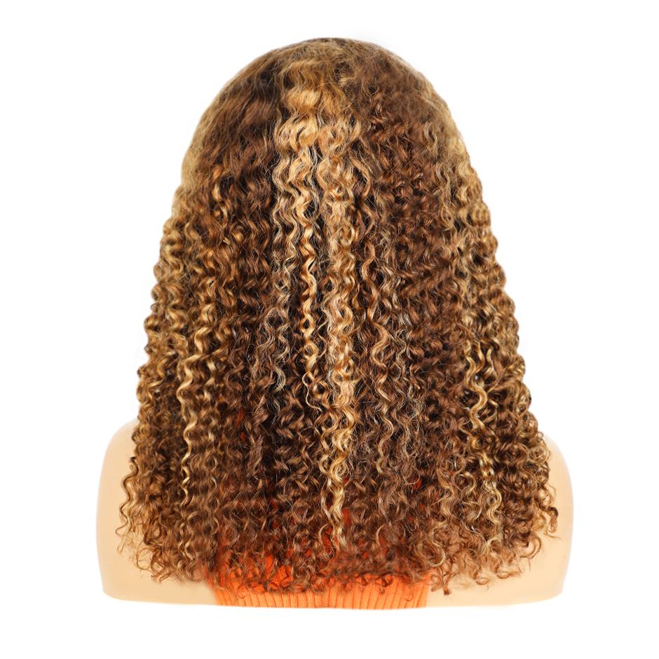 FORGIRL FOREVER 4/27 Highlight Bob Wig 7x5 Kinky Curly Wear Go Glueless Wig Pre-Plucked Pre-Cut Afro Deep Curly HD Lace Front Closure Human Hair Wigs