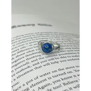 Lapis Lazuli Genuine Stainless Steel Wire Ring for peace, prosperity, & protection