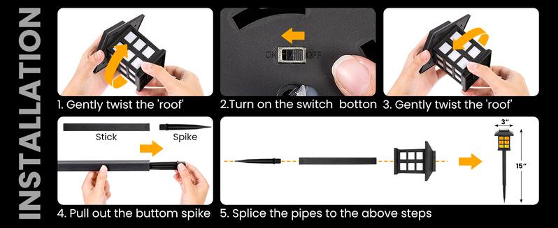 GIGALUMI Solar Garden Lights, Waterproof, Solar Walkway Lights Maintain 10 Hours of Lighting for Your Garden, Landscape, Path, Yard, Patio, Driveway