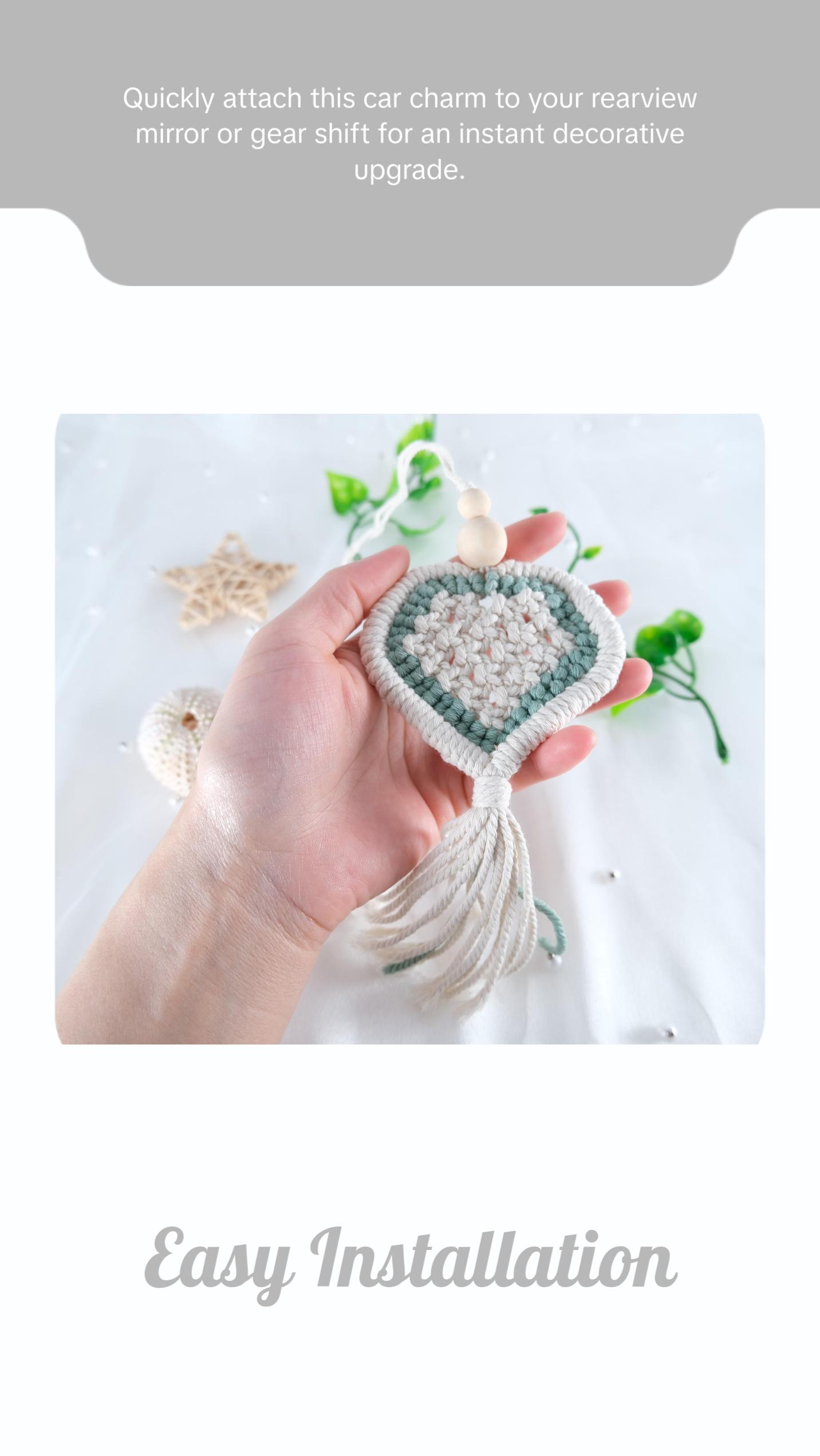 Macrame Heart Car Charm  Boho Car Accessory Macrame Car Decor Car Hanging Home Decor