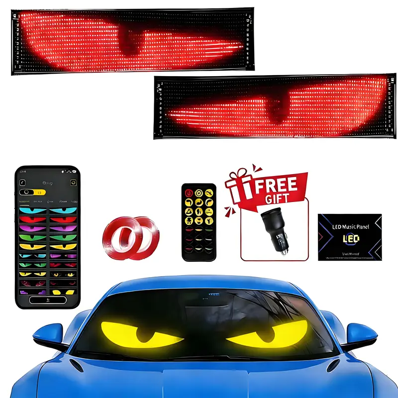Large Size Devil Eyes Light Sign For Cars, Semi Truck Windshield LED Eyes With App Control And