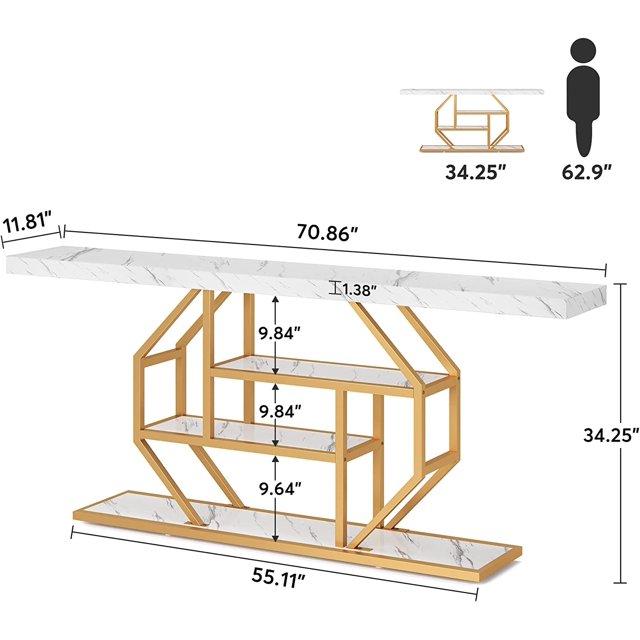 Tribesigns 70.9 inch Extra Long Console Table/Sofa Table with Storage Shelves