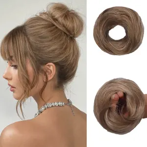 2PCS Hair Bun Extensions Hair Pieces for Women Synthetic Updo Donut Chignon for Girls Lady Elastic Band Ballet Bun Extensions hairpiece for Daily Use