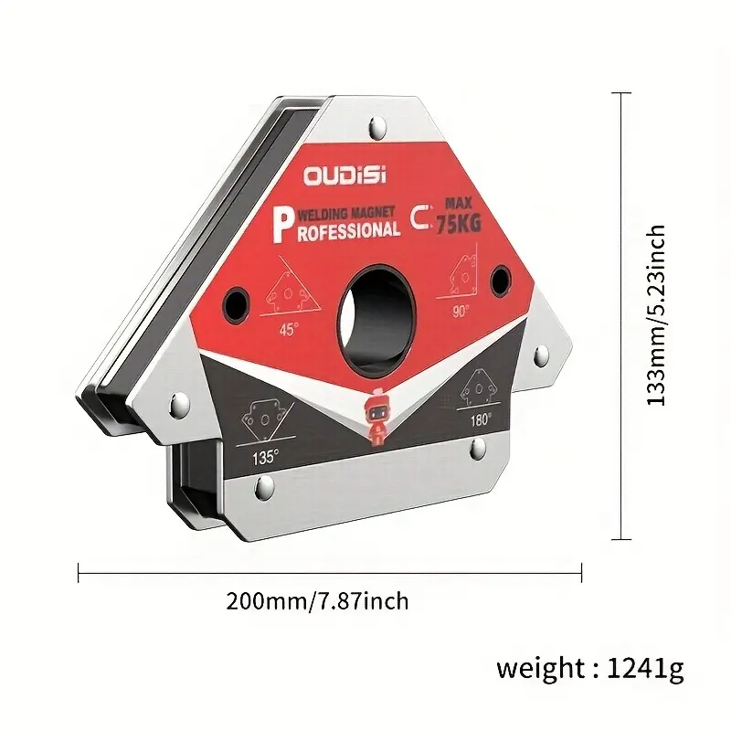 OUDISI Professional Welding Magnet Tool - Adjustable Angle, 75kg Strong Grip Hold Force, 133mm x 200mm Welding Project Accessory
