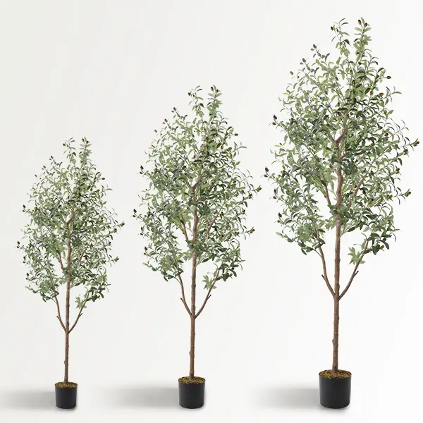 Artificial Olive Tree 7Ft/6Ft/5Ft Tall Faux Silk Plant for Home Office Decor Indoor Fake Potted Tree with Natural Wood Trunk and Lifelike Fruits Decorative Ornaments Wooden