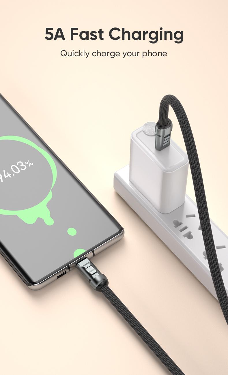 240W USB-C Fast Charging Phone Lanyard 7mm Nylon Crossbody Wrist Strap Lanyard Data Cable 2 in 1 Smartphone Cellphone Flexible Travel Charger