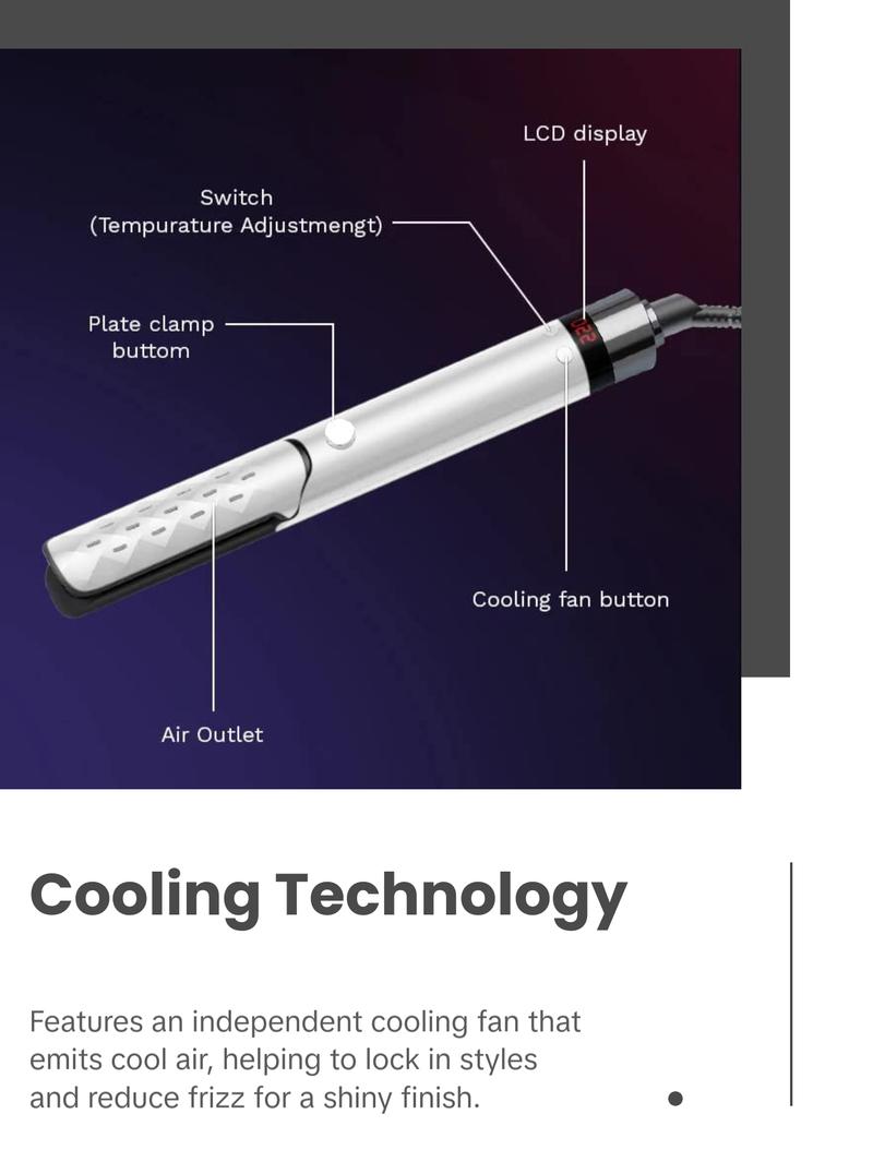 AIKO PRO 2 in 1 Ceramic Cool Airflow Hair Styler Portable Hair Straightener and Curler, 3D Floating Plate Flat Iron, Cool Air Styler, Travel-Friendly Dual Voltage White