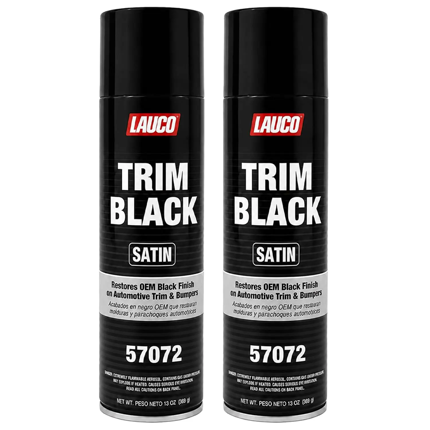 LAUCO Black Satin Automotive Aerosol Spray Paint (13oz) - Fast Even Spray, Long-Lasting, Flexible OEM-Style Crack-Resist Coat, Great Coverage, Restores Faded Plastic/Steel Exterior Trim, Aluminum/Chrome Compatible, Factory Look