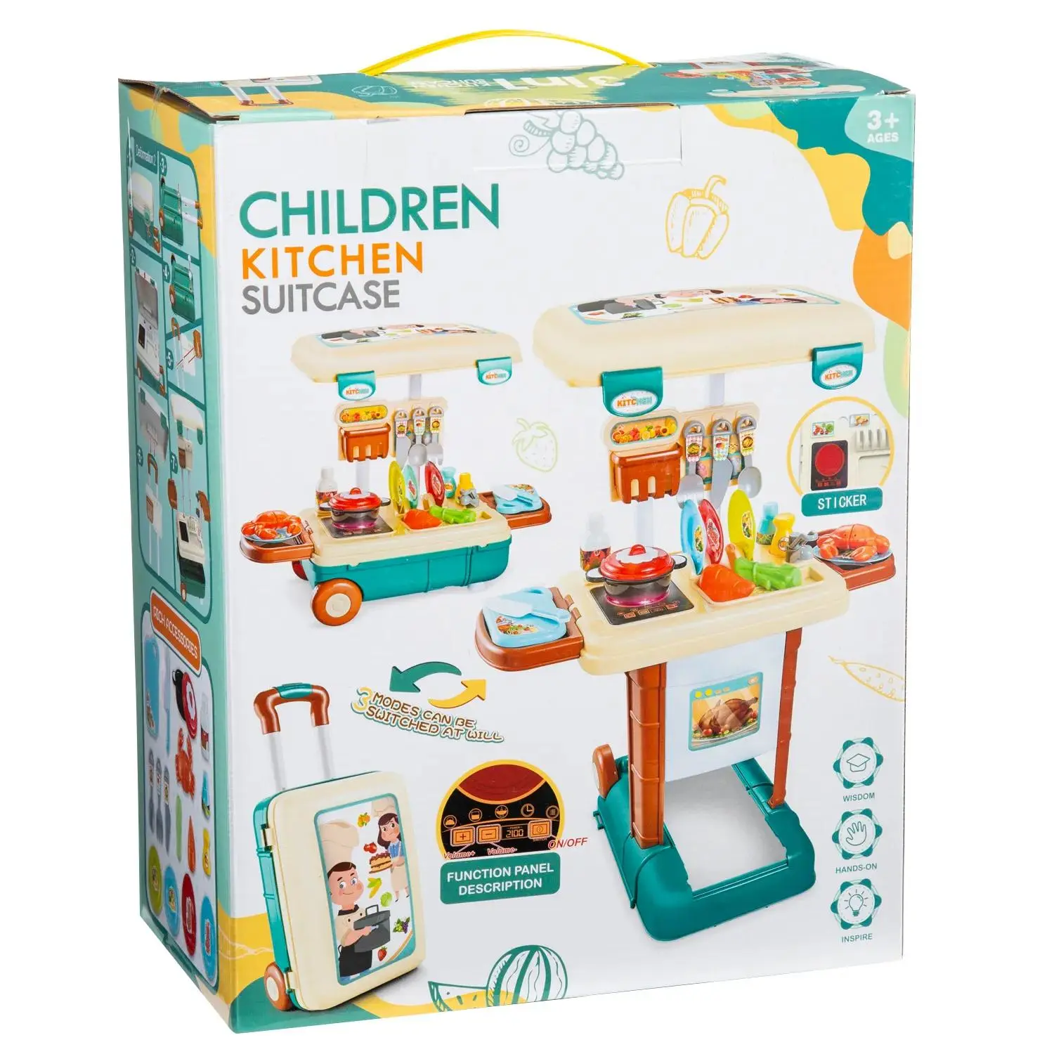 Sturdy Unisex Plastic Kitchen-in-a-Suitcase Pretend Play Set, 18 Pcs, 16.5x8.75x16.5in, 4-6 Years, Encourages Role-Playing, Enhances Creativity, Compact, Ages 4+