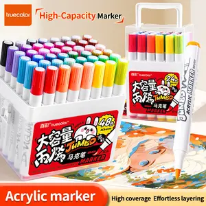 Truecolor Large Volume Acrylic Marker Pens in Bucket, Vibrant Color Smooth Flow for Painting & DIY Crafts