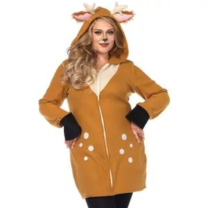 Leg Avenue Plus Cozy Fawn Costume - Ultra Soft Fitted Hoodie with Zipper Front, Hoof Cuffs, Speckled Accents, and Stuffed Deer Tail for Women