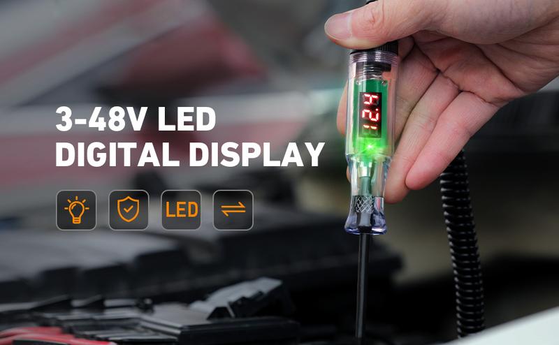 Enhanced Automotive Test Light, 3V-48V Digital Fuse Tester with Automatic Bidirectional Tester, Portable Design, and Precise Measurement for , RV, and Enhanced Automotive Test Light, 3V-48V Digital Fuse Tester with Automatic Bidirectional Tester, Portable Design, and Precise Measurement for , RV, and