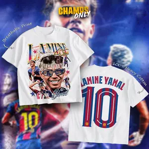 CHAMPS ONLY Spanish Wonderkid Lamine Signature Heavy Cotton T-Shirt For Soccer Fans, Menswear Outfit, Direct To Garment Breathable Print