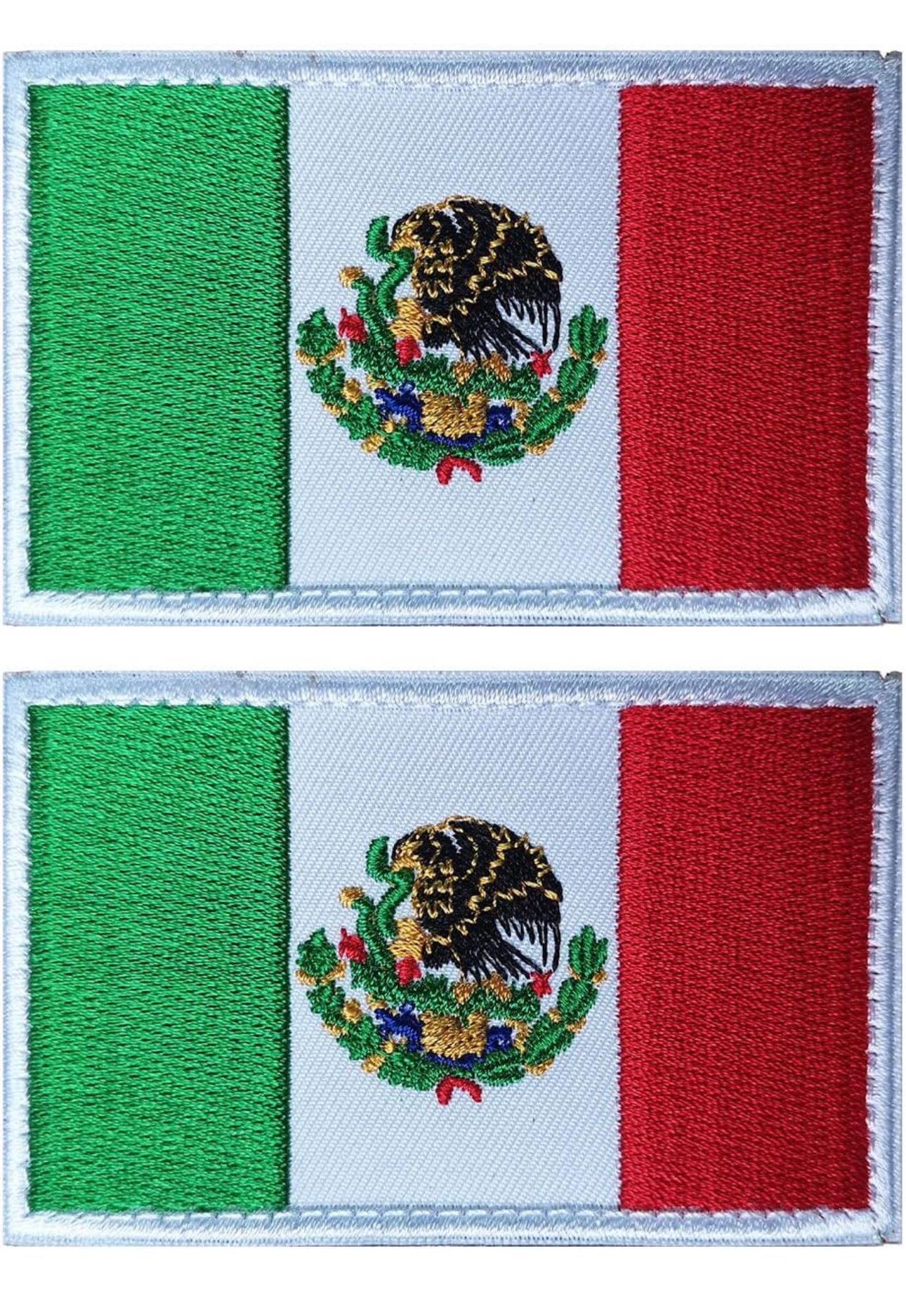 2/4pcs Mexican Flag Embroidered Patches - Vibrant Green, White & Red Design with Eagle & Serpent Coat of Arms - Iron-On Decor for Backpacks, Hats, and Clothing