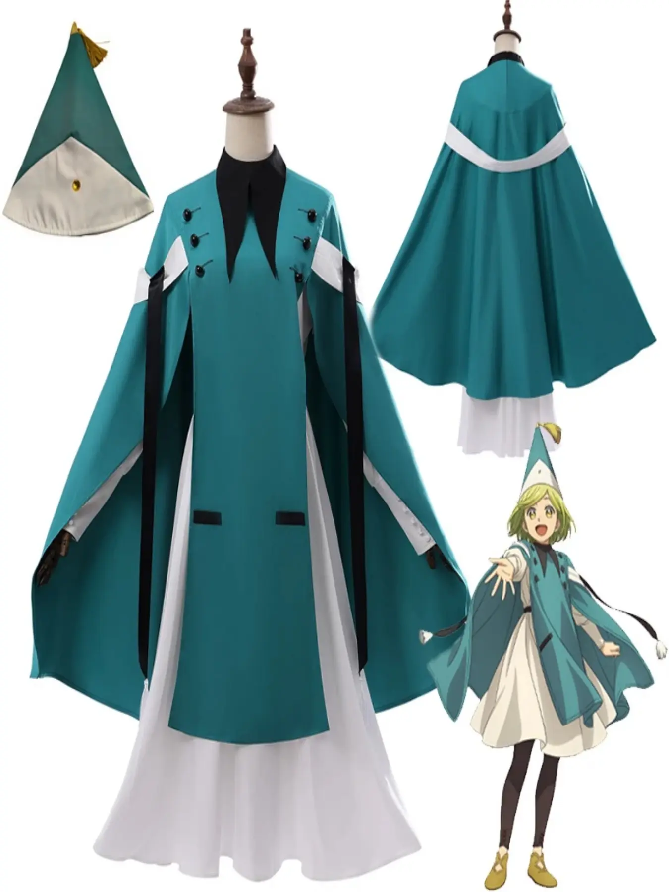 Anime Witch Hat Atelier Coco Agott Cosplay Costume Full Set Women Uniform Dress Cloak Witch Hat Halloween Role Play Outfit Womenswear Clothes