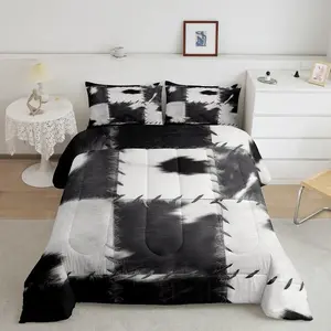 (Not Real) Cowhide Pattern Comforter,Patchwork Cow Fur Print Duvet Insert for Women Men,Farm Animal Bedding Set,Western Cowboy Farmhouse Comforter